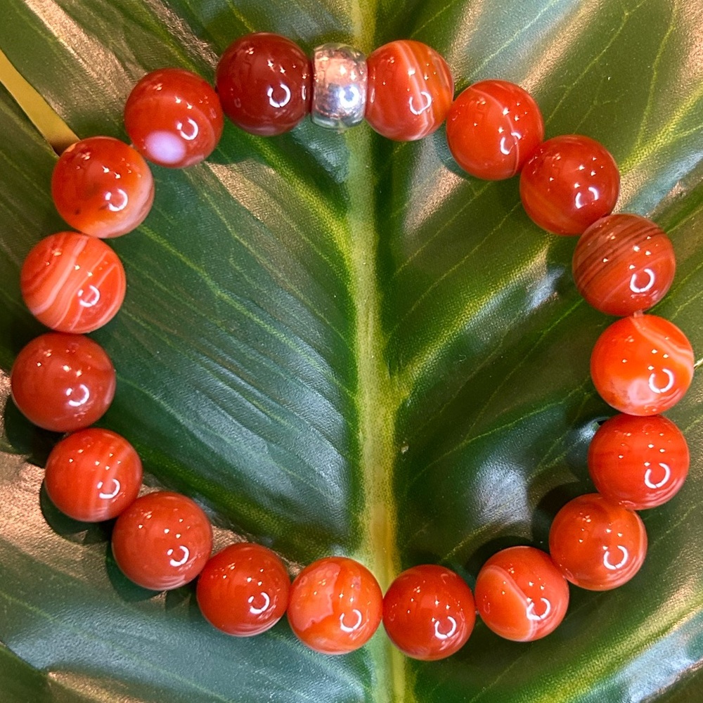 chunky 10mm dark sardonyx carnelian agate bracelet